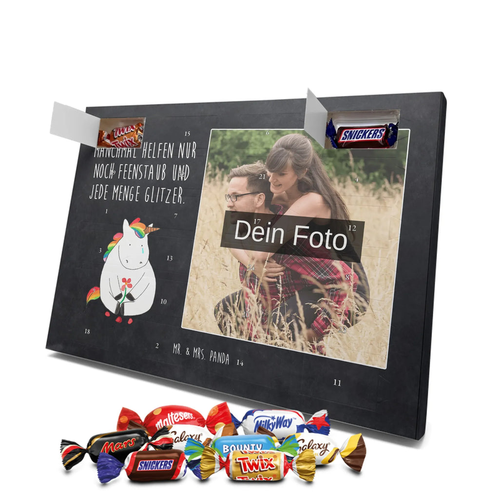 Personalisierter Schoko Foto Adventskalender Einhorn Traurig Personalisierter Schoko Foto Adventskalender, Unicorn, Einhorn, Einhörner, Einhorn Deko, Liebe, Blume, Glitzer, Trösten. Freundschaft, Trauer, Freunde, Grußkarte
