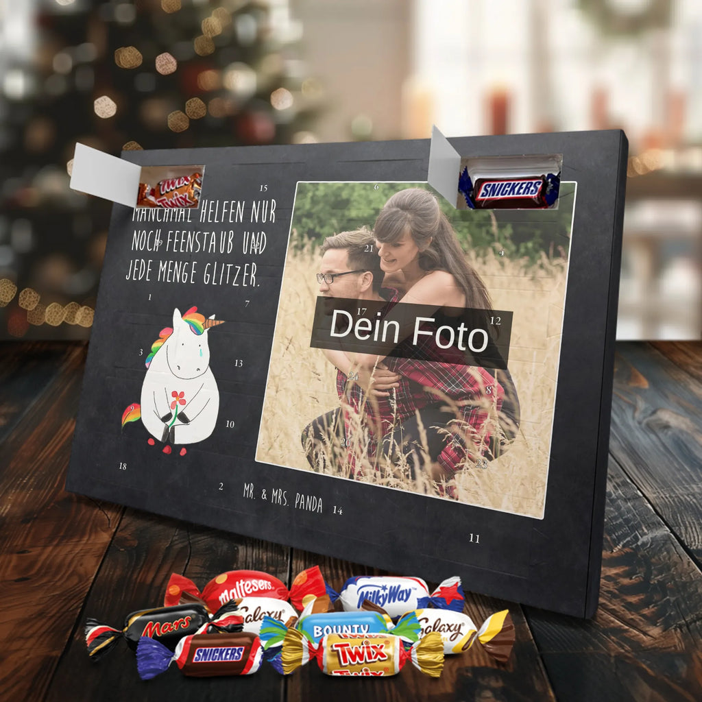 Personalisierter Schoko Foto Adventskalender Einhorn Traurig Personalisierter Schoko Foto Adventskalender, Unicorn, Einhorn, Einhörner, Einhorn Deko, Liebe, Blume, Glitzer, Trösten. Freundschaft, Trauer, Freunde, Grußkarte