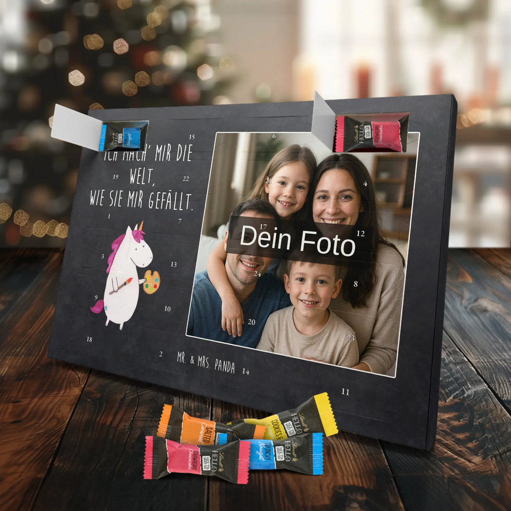 Personalisierter Schoko Foto Adventskalender Einhorn Künstler Personalisierter Schoko Foto Adventskalender, Unicorn, Einhorn, Einhörner, Einhorn Deko, Artist, Malen, Maler, Künstler, Englisch, Pinsel, Stift, Zeichnen, Welt, Geschenk, Farbe