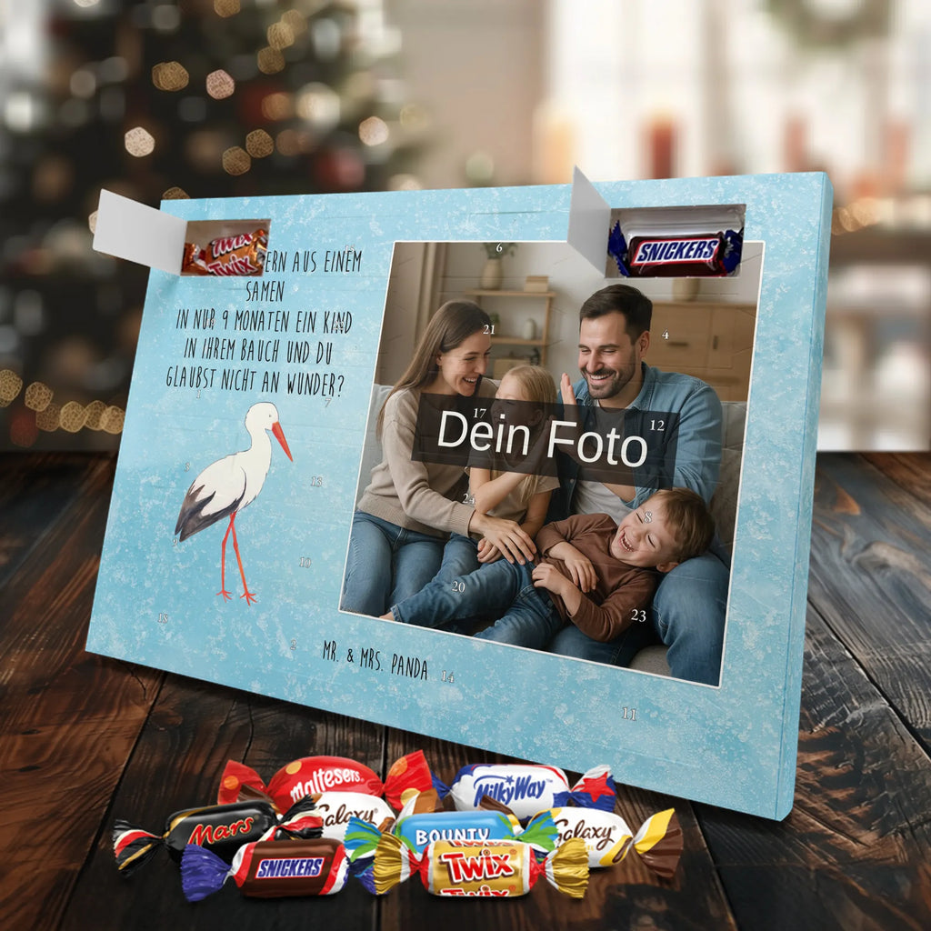 Personalisierter Schoko Foto Adventskalender Storch Personalisierter Schoko Foto Adventskalender, Gute Laune, Lustige Sprüche, Tiere, Tiermotive, Mütter, Störche, Schwangerschaft, Schwanger, Mutter, Storch, Babybauch, Mutter Werden, Geburt, Baby
