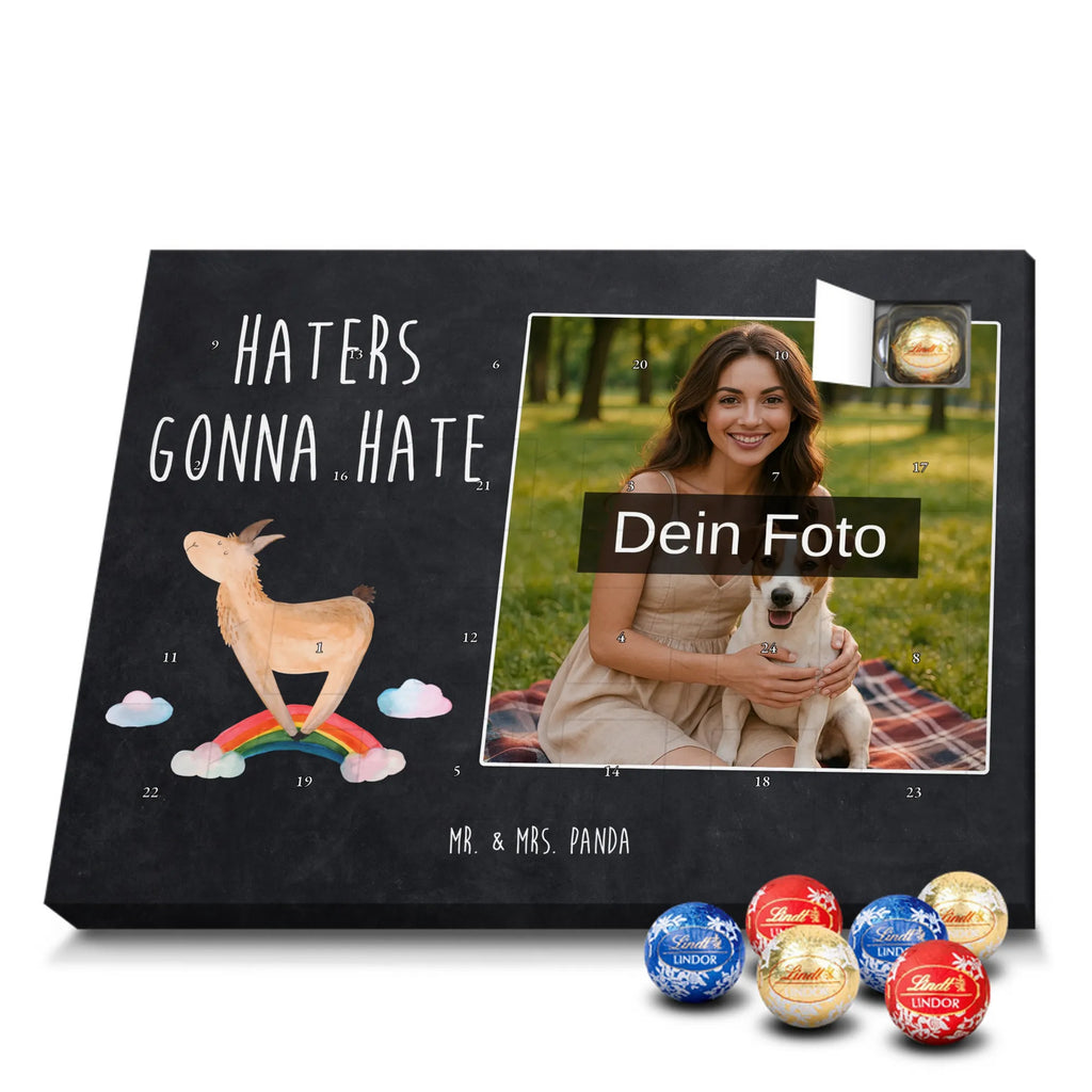 Personalisierter Schoko Foto Adventskalender Lama Regenbogen Personalisierter Schoko Foto Adventskalender, Lama, Alpaka, Selbstständig, Schule, Haters, Freiheit, Hobby, Regenbogen, Außenseiter, Haters Gonna Hate, Abi, Wolkenland, Lamas