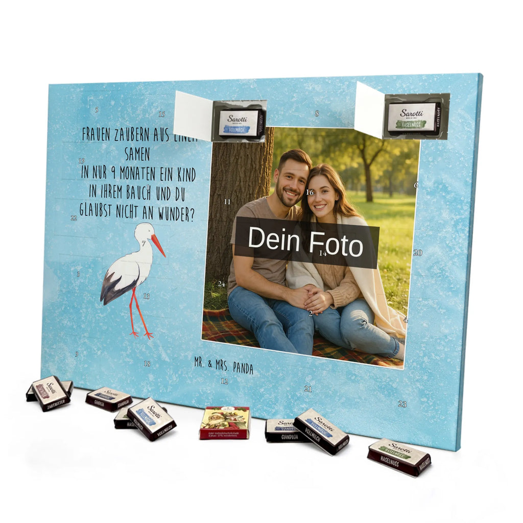 Personalisierter Schoko Foto Adventskalender Storch Personalisierter Schoko Foto Adventskalender, Gute Laune, Lustige Sprüche, Tiere, Tiermotive, Mütter, Störche, Schwangerschaft, Schwanger, Mutter, Storch, Babybauch, Mutter Werden, Geburt, Baby