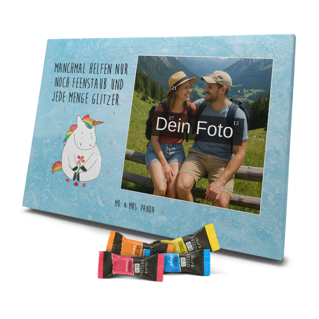Personalisierter Schoko Foto Adventskalender Einhorn Traurig Personalisierter Schoko Foto Adventskalender, Unicorn, Einhorn, Einhörner, Einhorn Deko, Liebe, Blume, Glitzer, Trösten. Freundschaft, Trauer, Freunde, Grußkarte