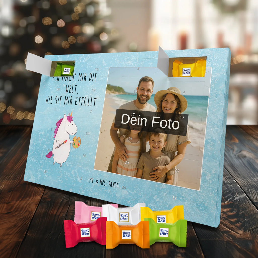 Personalisierter Schoko Foto Adventskalender Einhorn Künstler Personalisierter Schoko Foto Adventskalender, Unicorn, Einhorn, Einhörner, Einhorn Deko, Artist, Malen, Maler, Künstler, Englisch, Pinsel, Stift, Zeichnen, Welt, Geschenk, Farbe
