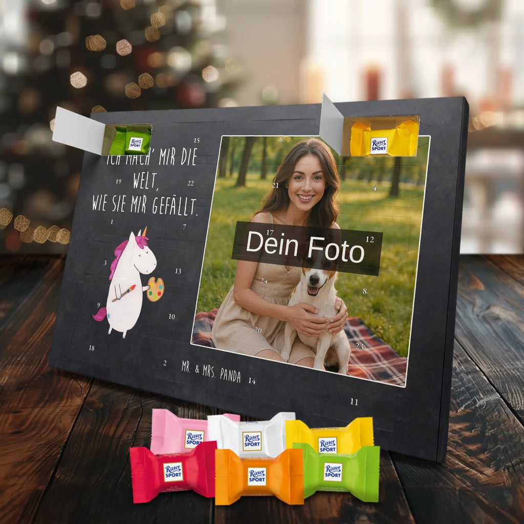 Personalisierter Schoko Foto Adventskalender Einhorn Künstler Personalisierter Schoko Foto Adventskalender, Unicorn, Einhorn, Einhörner, Einhorn Deko, Artist, Malen, Maler, Künstler, Englisch, Pinsel, Stift, Zeichnen, Welt, Geschenk, Farbe