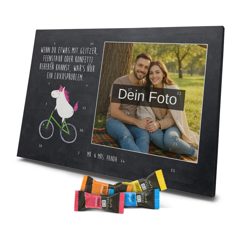 Personalisierter Schoko Foto Adventskalender Einhorn Radfahrer Personalisierter Schoko Foto Adventskalender, Unicorn, Einhorn, Einhörner, Einhorn Deko, Liebeskummer, Luxusproblem, Kummer, Radfahrer, Konfetti, Radfahren, Bike, Feenstaub, Rad