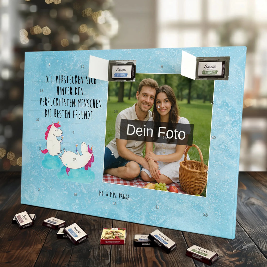 Personalisierter Schoko Foto Adventskalender Einhorn Sekt Personalisierter Schoko Foto Adventskalender, Unicorn, Einhorn, Einhörner, Einhorn Deko, BFF, Freundin, Party, Mädelsabend, Freundinnen, Anstoßen, Spaß, Korken, Beste, Sekt