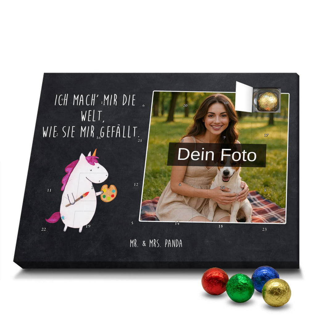 Personalisierter Schoko Foto Adventskalender Einhorn Künstler Personalisierter Schoko Foto Adventskalender, Unicorn, Einhorn, Einhörner, Einhorn Deko, Artist, Malen, Maler, Künstler, Englisch, Pinsel, Stift, Zeichnen, Welt, Geschenk, Farbe