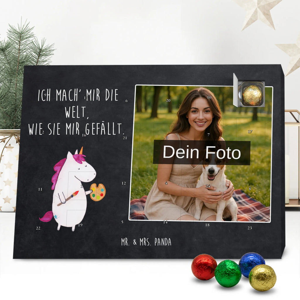 Personalisierter Schoko Foto Adventskalender Einhorn Künstler Personalisierter Schoko Foto Adventskalender, Unicorn, Einhorn, Einhörner, Einhorn Deko, Artist, Malen, Maler, Künstler, Englisch, Pinsel, Stift, Zeichnen, Welt, Geschenk, Farbe