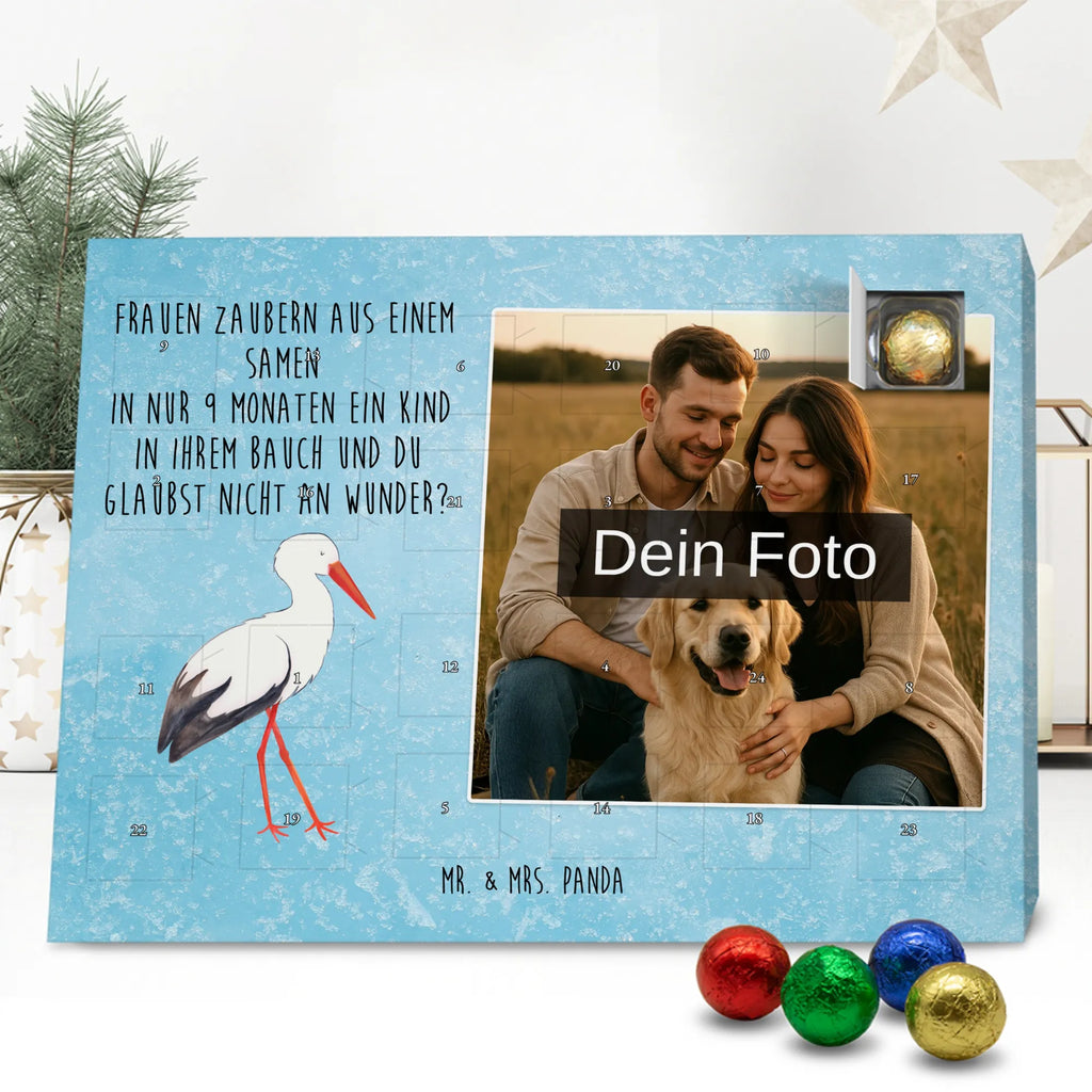 Personalisierter Schoko Foto Adventskalender Storch Personalisierter Schoko Foto Adventskalender, Gute Laune, Lustige Sprüche, Tiere, Tiermotive, Mütter, Störche, Schwangerschaft, Schwanger, Mutter, Storch, Babybauch, Mutter Werden, Geburt, Baby