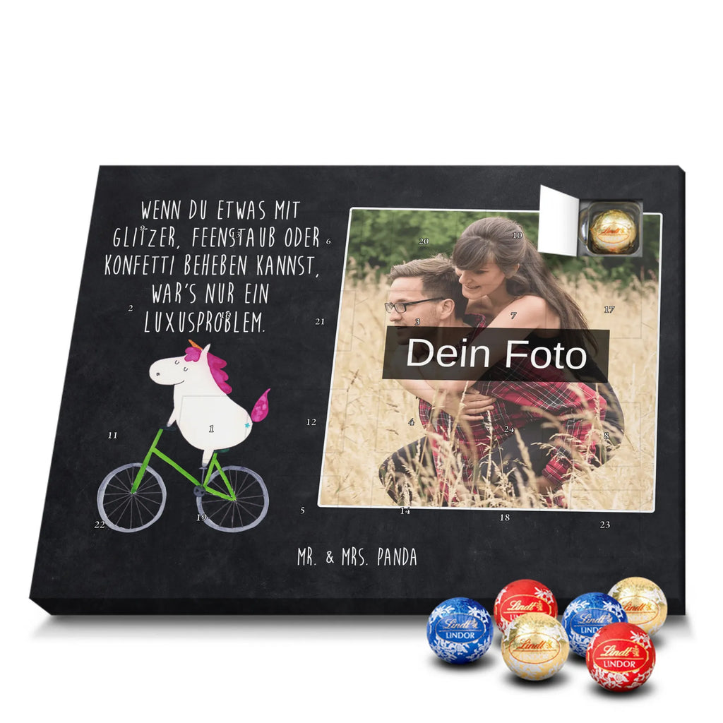 Personalisierter Schoko Foto Adventskalender Einhorn Radfahrer Personalisierter Schoko Foto Adventskalender, Unicorn, Einhorn, Einhörner, Einhorn Deko, Liebeskummer, Luxusproblem, Kummer, Radfahrer, Konfetti, Radfahren, Bike, Feenstaub, Rad