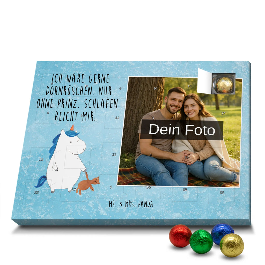 Personalisierter Schoko Foto Adventskalender Einhorn Teddy Personalisierter Schoko Foto Adventskalender, Unicorn, Einhorn, Einhörner, Einhorn Deko, schlafen, Bett, Singleleben, Freundin, Single, Gute Nacht, Träumen