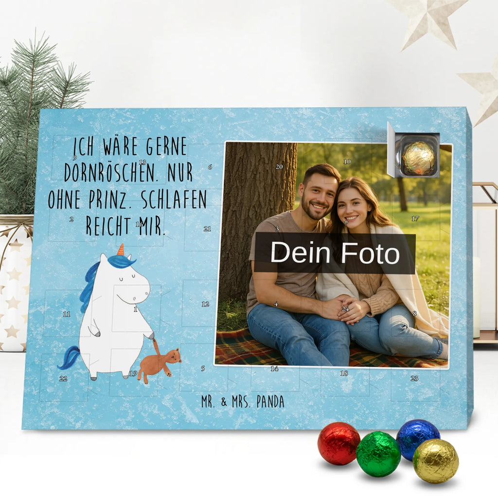 Personalisierter Schoko Foto Adventskalender Einhorn Teddy Personalisierter Schoko Foto Adventskalender, Unicorn, Einhorn, Einhörner, Einhorn Deko, schlafen, Bett, Singleleben, Freundin, Single, Gute Nacht, Träumen