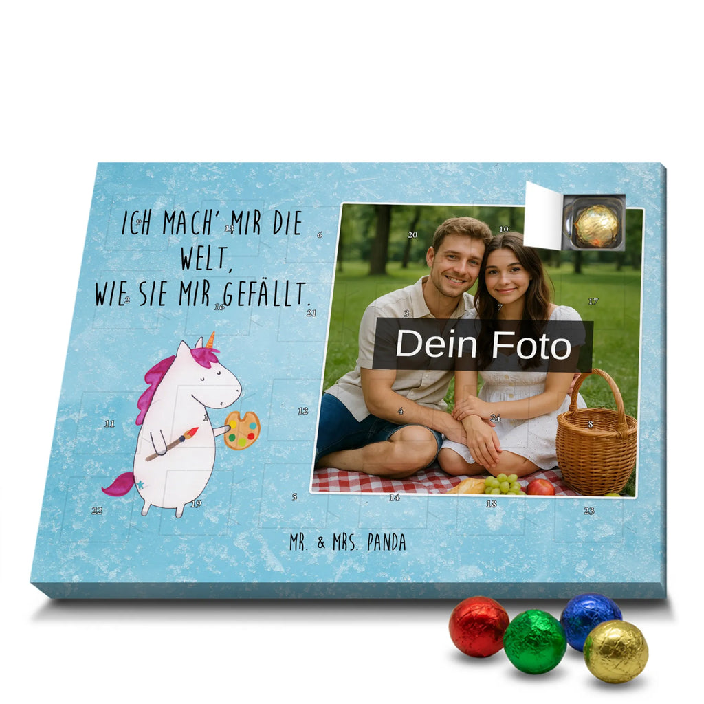 Personalisierter Schoko Foto Adventskalender Einhorn Künstler Personalisierter Schoko Foto Adventskalender, Unicorn, Einhorn, Einhörner, Einhorn Deko, Artist, Malen, Maler, Künstler, Englisch, Pinsel, Stift, Zeichnen, Welt, Geschenk, Farbe