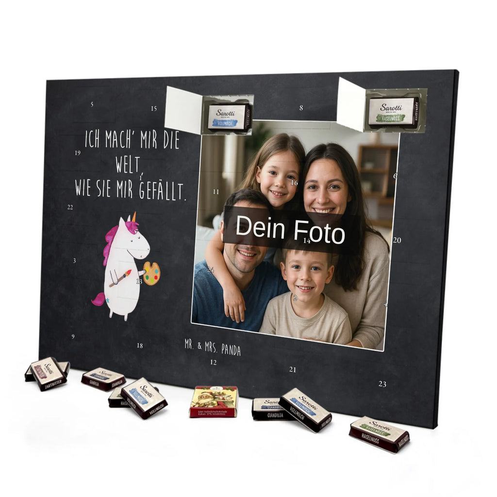 Personalisierter Schoko Foto Adventskalender Einhorn Künstler Personalisierter Schoko Foto Adventskalender, Unicorn, Einhorn, Einhörner, Einhorn Deko, Artist, Malen, Maler, Künstler, Englisch, Pinsel, Stift, Zeichnen, Welt, Geschenk, Farbe
