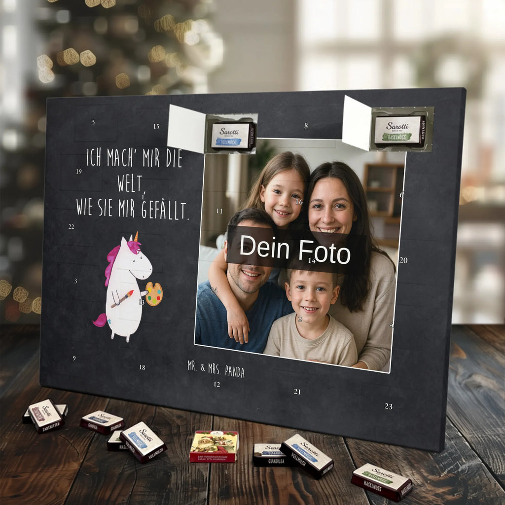Personalisierter Schoko Foto Adventskalender Einhorn Künstler Personalisierter Schoko Foto Adventskalender, Unicorn, Einhorn, Einhörner, Einhorn Deko, Artist, Malen, Maler, Künstler, Englisch, Pinsel, Stift, Zeichnen, Welt, Geschenk, Farbe