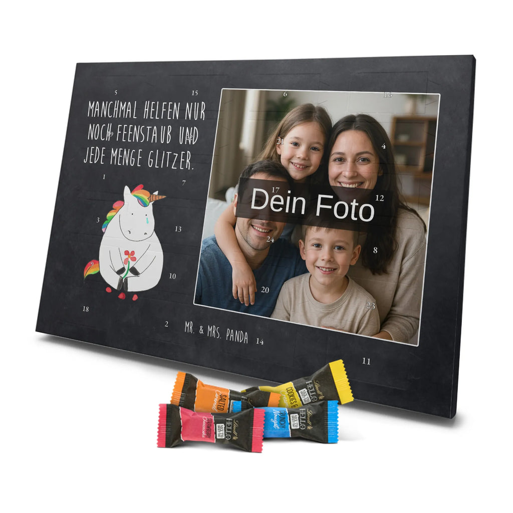Personalisierter Schoko Foto Adventskalender Einhorn Traurig Personalisierter Schoko Foto Adventskalender, Unicorn, Einhorn, Einhörner, Einhorn Deko, Liebe, Blume, Glitzer, Trösten. Freundschaft, Trauer, Freunde, Grußkarte