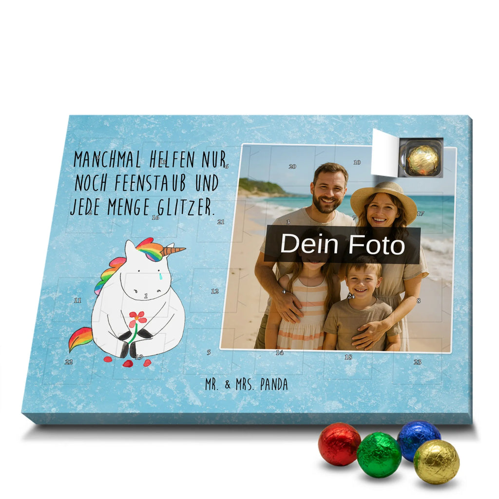 Personalisierter Schoko Foto Adventskalender Einhorn Traurig Personalisierter Schoko Foto Adventskalender, Unicorn, Einhorn, Einhörner, Einhorn Deko, Liebe, Blume, Glitzer, Trösten. Freundschaft, Trauer, Freunde, Grußkarte
