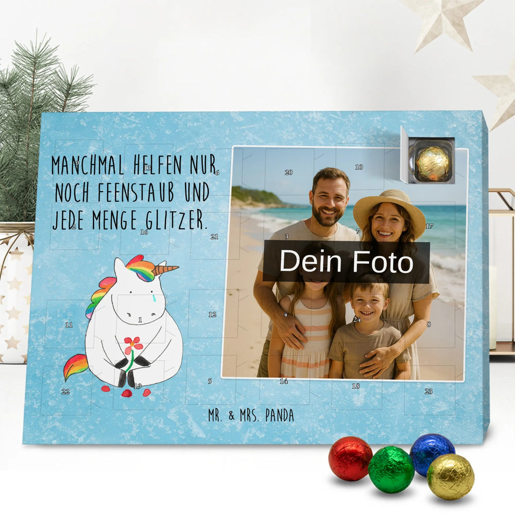 Personalisierter Schoko Foto Adventskalender Einhorn Traurig Personalisierter Schoko Foto Adventskalender, Unicorn, Einhorn, Einhörner, Einhorn Deko, Liebe, Blume, Glitzer, Trösten. Freundschaft, Trauer, Freunde, Grußkarte