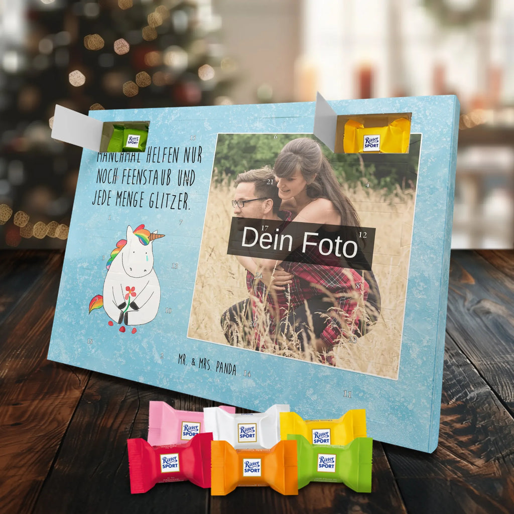 Personalisierter Schoko Foto Adventskalender Einhorn Traurig Personalisierter Schoko Foto Adventskalender, Unicorn, Einhorn, Einhörner, Einhorn Deko, Liebe, Blume, Glitzer, Trösten. Freundschaft, Trauer, Freunde, Grußkarte