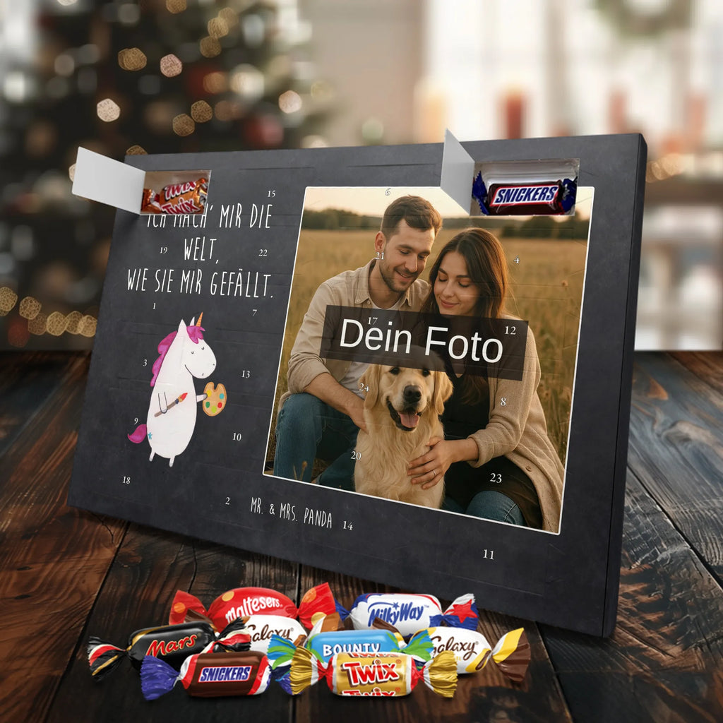 Personalisierter Schoko Foto Adventskalender Einhorn Künstler Personalisierter Schoko Foto Adventskalender, Unicorn, Einhorn, Einhörner, Einhorn Deko, Artist, Malen, Maler, Künstler, Englisch, Pinsel, Stift, Zeichnen, Welt, Geschenk, Farbe