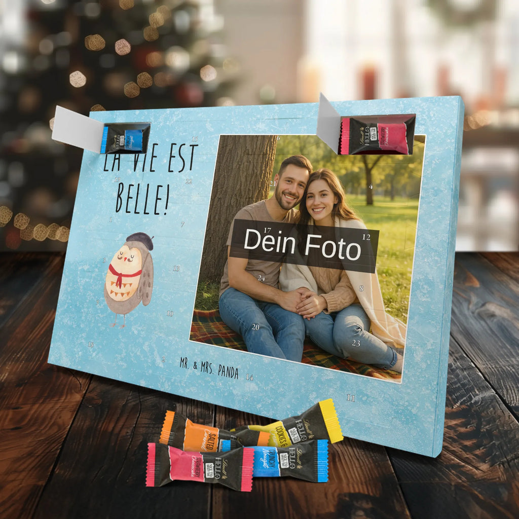 Personalisierter Schoko Foto Adventskalender Eule Frankreich Personalisierter Schoko Foto Adventskalender, Eule, Eulen, Owl, Spruch Französisch, Frankreich, Hibou, La Vie Est Belle, Eule Deko, Spruch schön, Das Leben Ist schön