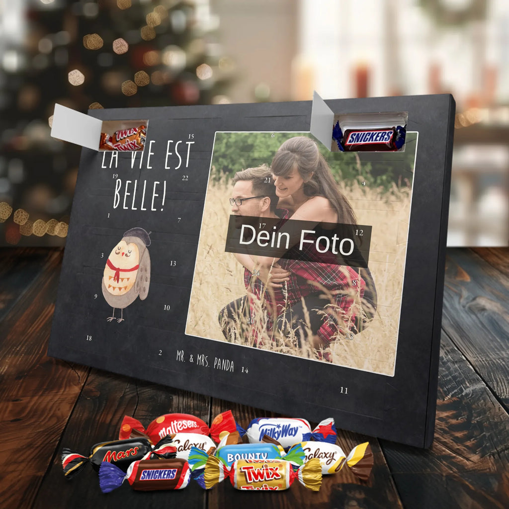 Personalisierter Schoko Foto Adventskalender Eule Frankreich Personalisierter Schoko Foto Adventskalender, Eule, Eulen, Owl, Spruch Französisch, Frankreich, Hibou, La Vie Est Belle, Eule Deko, Spruch schön, Das Leben Ist schön