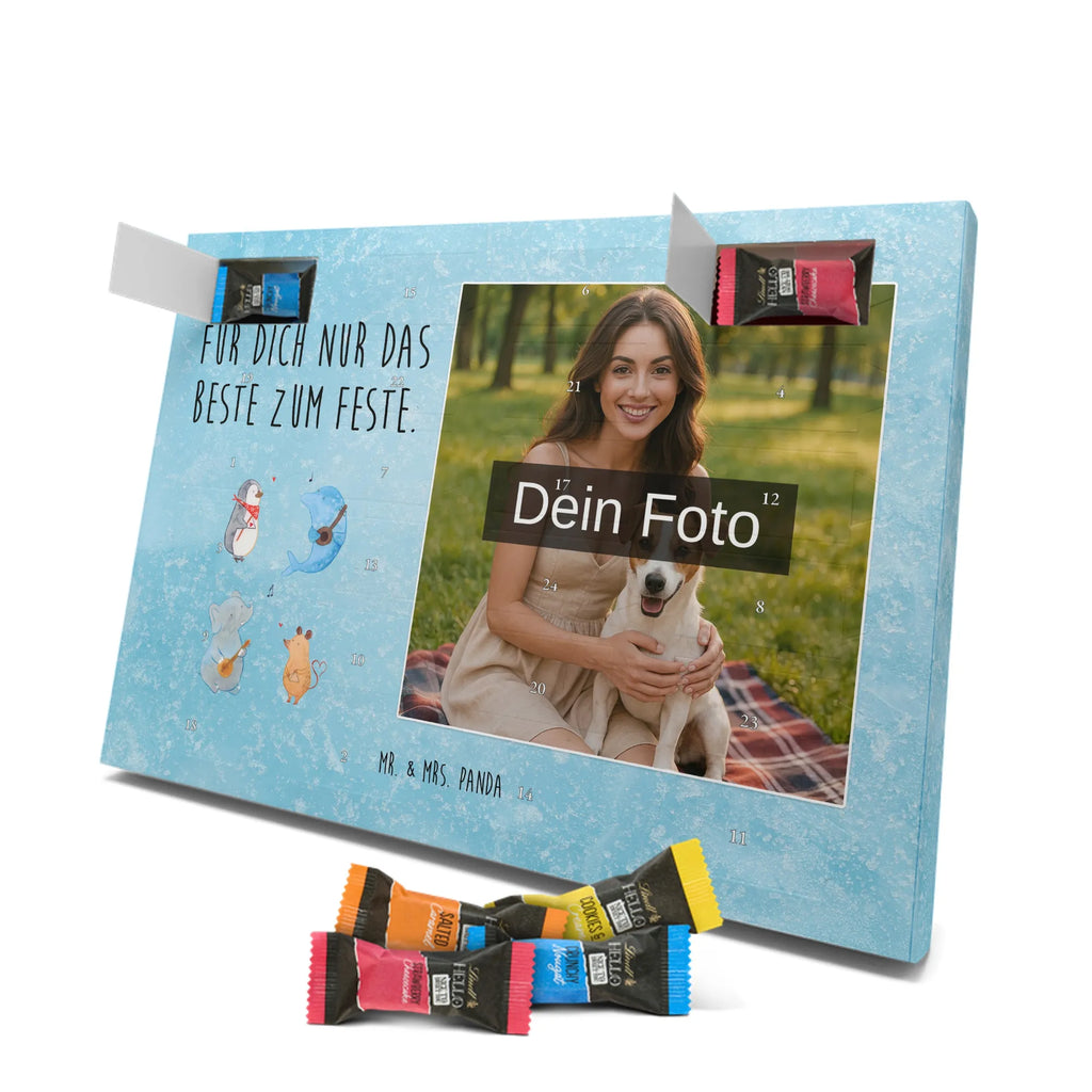 Personalisierter Schoko Foto Adventskalender Big Band Personalisierter Schoko Foto Adventskalender, Gute Laune, Lustige Sprüche, Tiere, Tiermotive, Maus, Musikanten, Elefant, Gitarre, Triangel, Hund, Delfin, Musik, Band, Pinguin