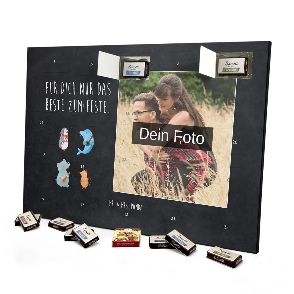 Personalisierter Schoko Foto Adventskalender Big Band Personalisierter Schoko Foto Adventskalender, Gute Laune, Lustige Sprüche, Tiere, Tiermotive, Maus, Musikanten, Elefant, Gitarre, Triangel, Hund, Delfin, Musik, Band, Pinguin