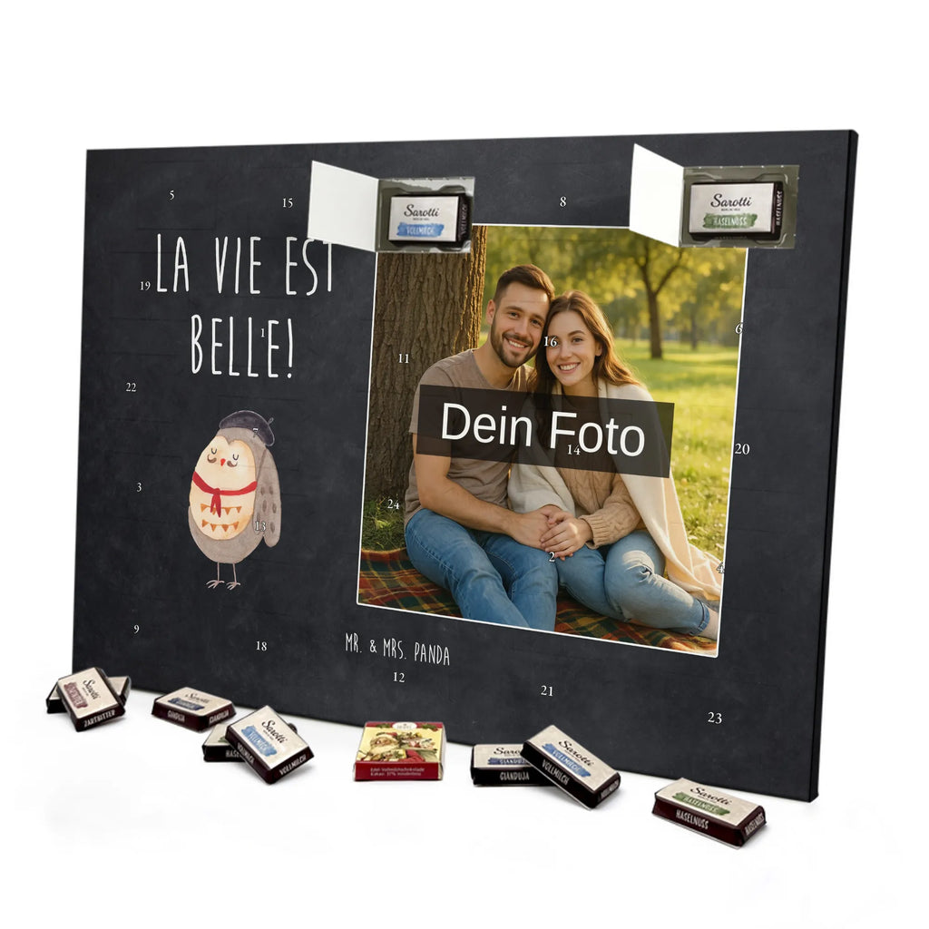 Personalisierter Schoko Foto Adventskalender Eule Frankreich Personalisierter Schoko Foto Adventskalender, Eule, Eulen, Owl, Spruch Französisch, Frankreich, Hibou, La Vie Est Belle, Eule Deko, Spruch schön, Das Leben Ist schön
