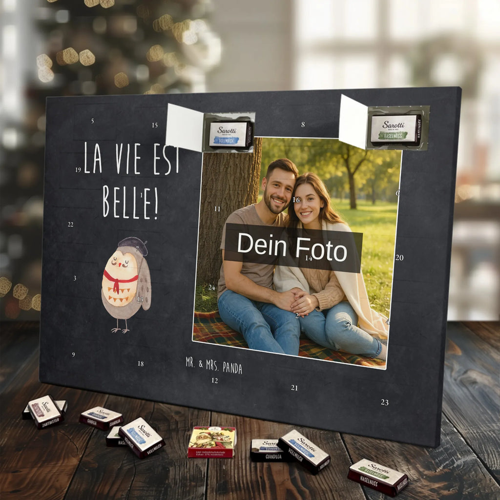 Personalisierter Schoko Foto Adventskalender Eule Frankreich Personalisierter Schoko Foto Adventskalender, Eule, Eulen, Owl, Spruch Französisch, Frankreich, Hibou, La Vie Est Belle, Eule Deko, Spruch schön, Das Leben Ist schön