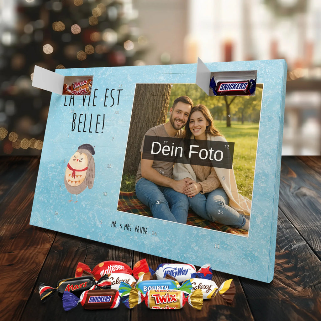 Personalisierter Schoko Foto Adventskalender Eule Frankreich Personalisierter Schoko Foto Adventskalender, Eule, Eulen, Owl, Spruch Französisch, Frankreich, Hibou, La Vie Est Belle, Eule Deko, Spruch schön, Das Leben Ist schön