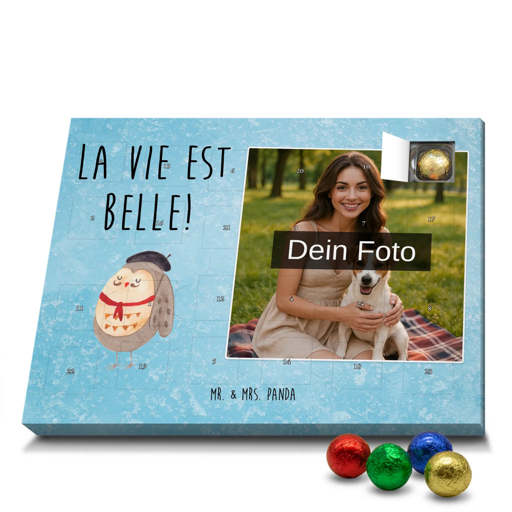 Personalisierter Schoko Foto Adventskalender Eule Frankreich Personalisierter Schoko Foto Adventskalender, Eule, Eulen, Owl, Spruch Französisch, Frankreich, Hibou, La Vie Est Belle, Eule Deko, Spruch schön, Das Leben Ist schön