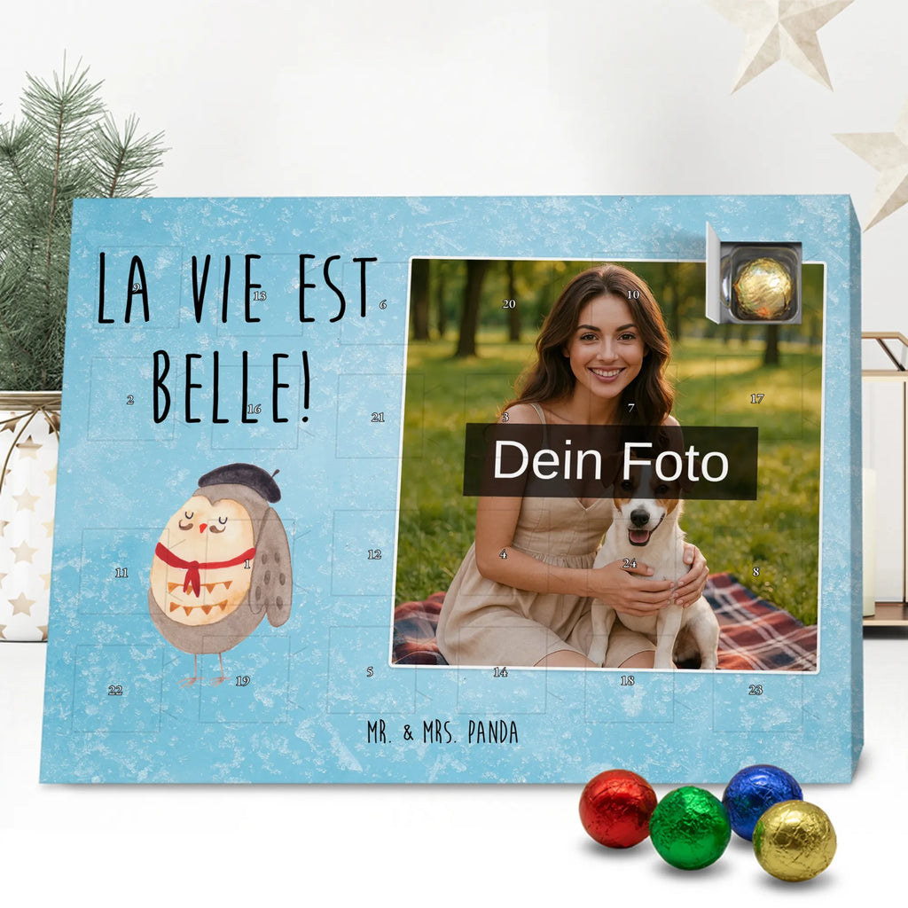 Personalisierter Schoko Foto Adventskalender Eule Frankreich Personalisierter Schoko Foto Adventskalender, Eule, Eulen, Owl, Spruch Französisch, Frankreich, Hibou, La Vie Est Belle, Eule Deko, Spruch schön, Das Leben Ist schön