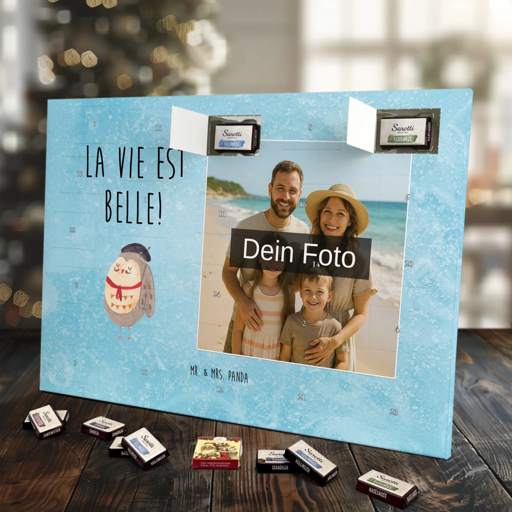Personalisierter Schoko Foto Adventskalender Eule Frankreich Personalisierter Schoko Foto Adventskalender, Eule, Eulen, Owl, Spruch Französisch, Frankreich, Hibou, La Vie Est Belle, Eule Deko, Spruch schön, Das Leben Ist schön