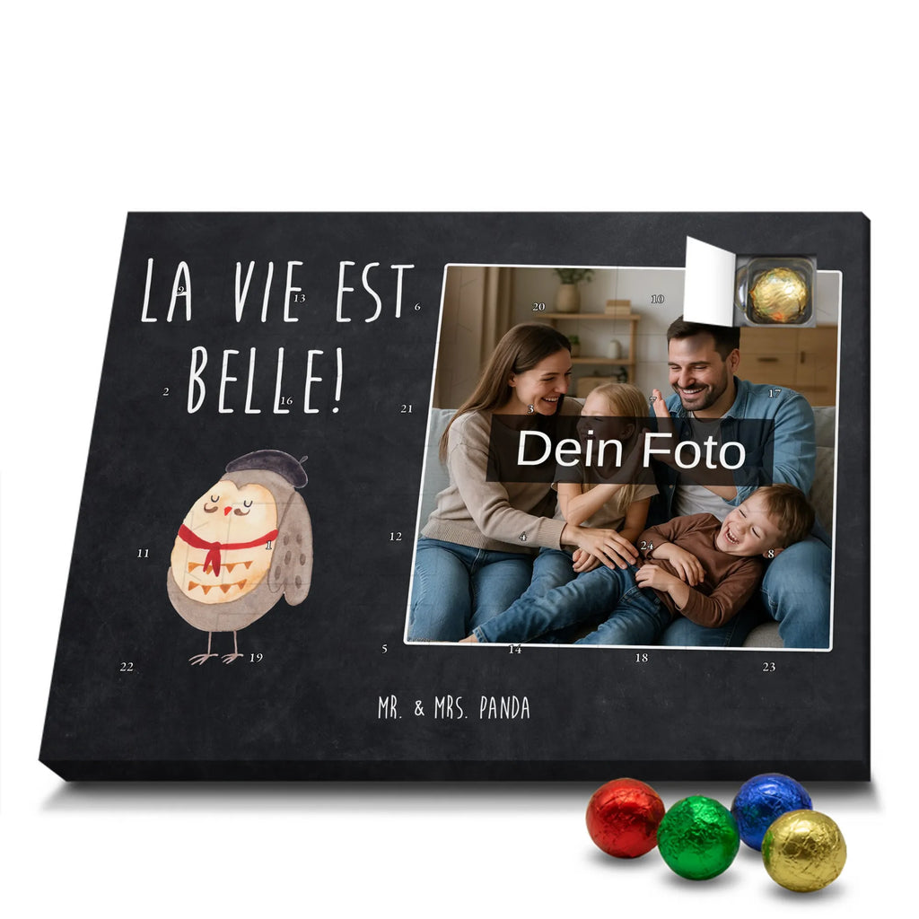 Personalisierter Schoko Foto Adventskalender Eule Frankreich Personalisierter Schoko Foto Adventskalender, Eule, Eulen, Owl, Spruch Französisch, Frankreich, Hibou, La Vie Est Belle, Eule Deko, Spruch schön, Das Leben Ist schön