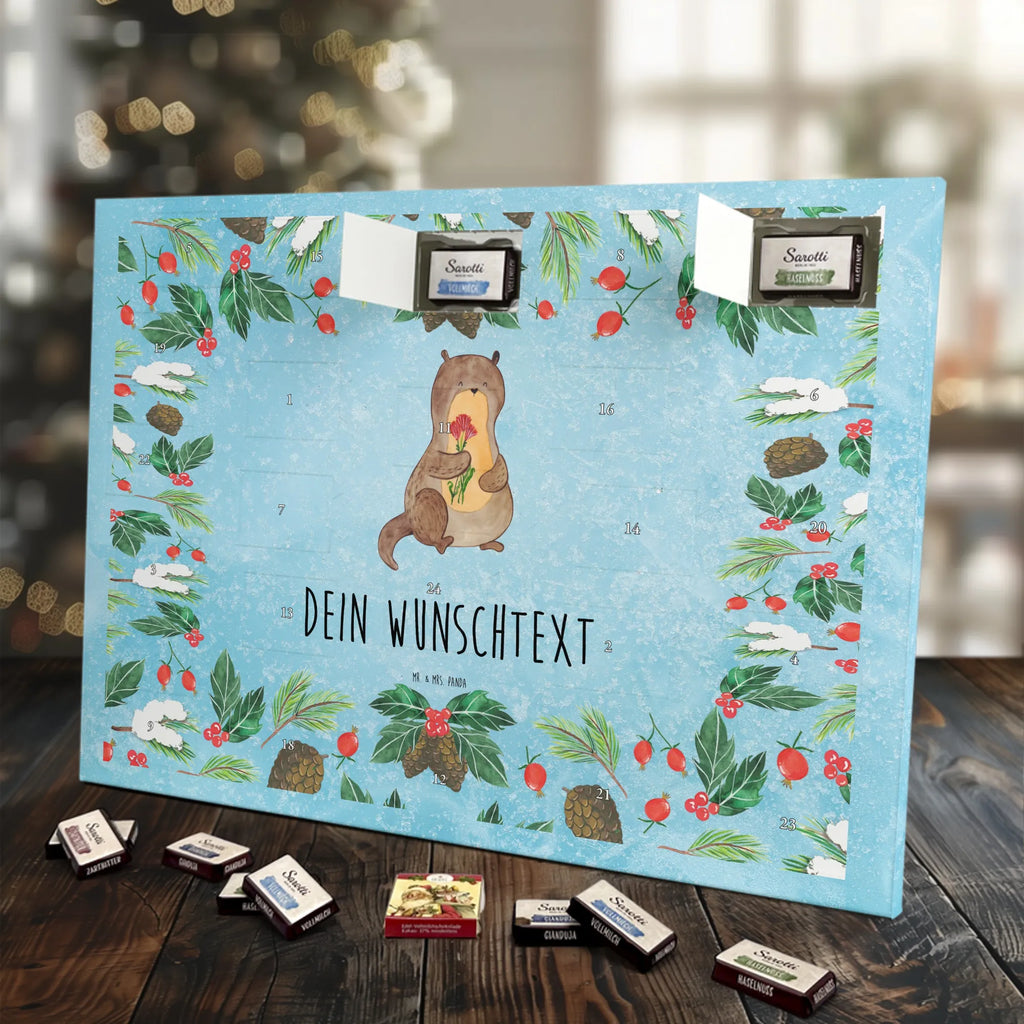 Adventskalender mit Namen Otter Blumenstrauß Adventskalender mit Namen, Personalisierter Adventskalender, Fischotter, Seeotter, Otter, Otter Seeotter See Otter