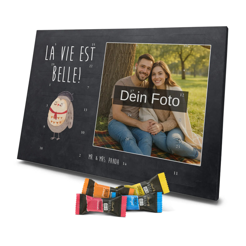 Personalisierter Schoko Foto Adventskalender Eule Frankreich Personalisierter Schoko Foto Adventskalender, Eule, Eulen, Owl, Spruch Französisch, Frankreich, Hibou, La Vie Est Belle, Eule Deko, Spruch schön, Das Leben Ist schön