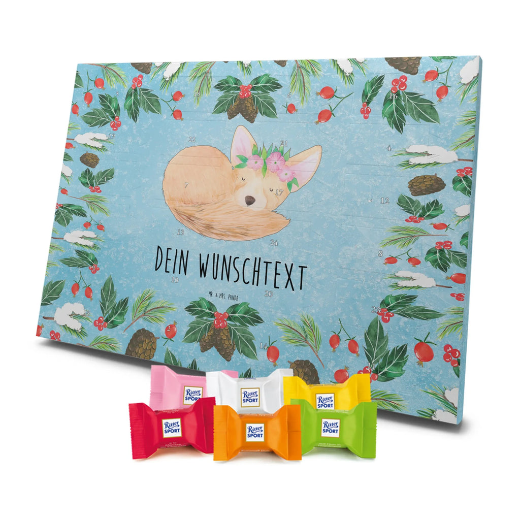 Adventskalender mit Namen Wüstenfuchs Blumen Personalisierter Adventskalender, Adventskalender mit Namen, Wildtiere, Afrika, Blumenkranz, Wüstenfuchs, Glücklich, Blumen, Wüste