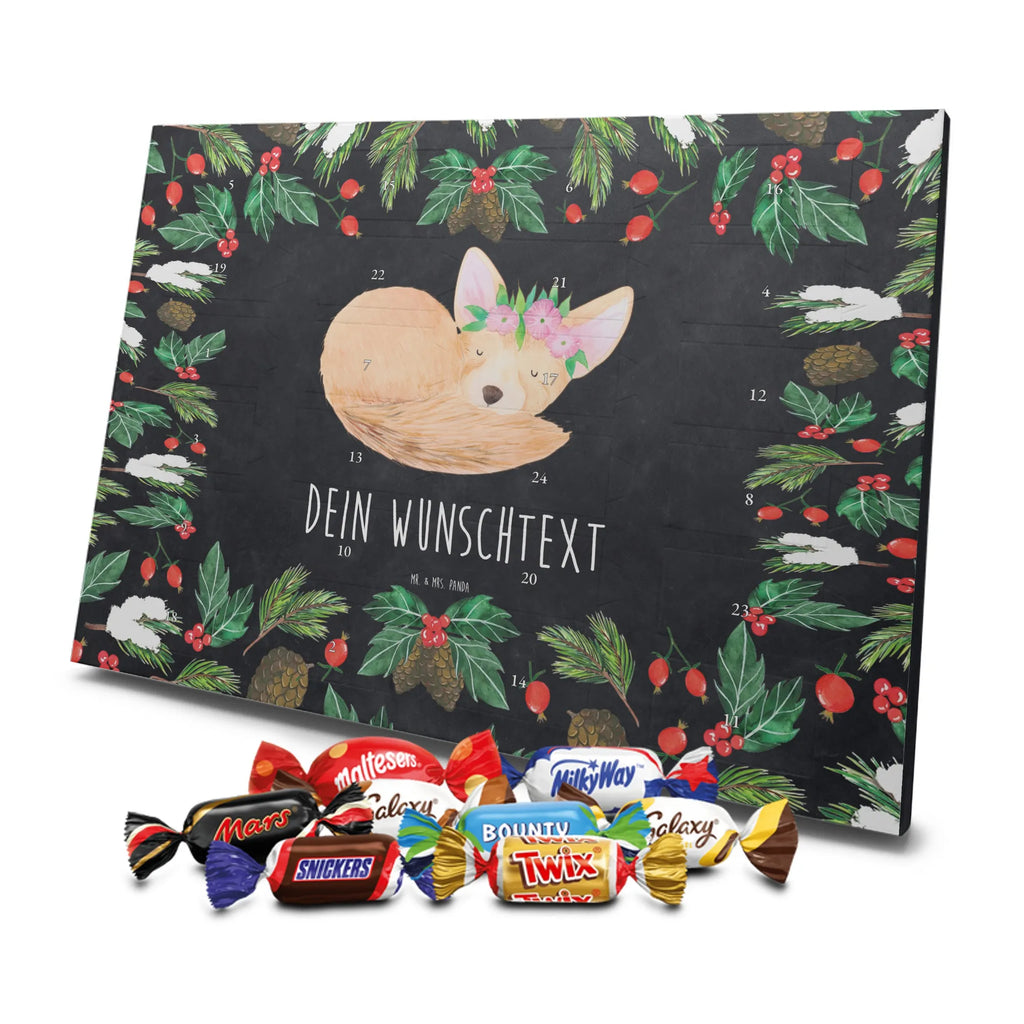 Adventskalender mit Namen Wüstenfuchs Blumen Personalisierter Adventskalender, Adventskalender mit Namen, Wildtiere, Afrika, Blumenkranz, Wüstenfuchs, Glücklich, Blumen, Wüste