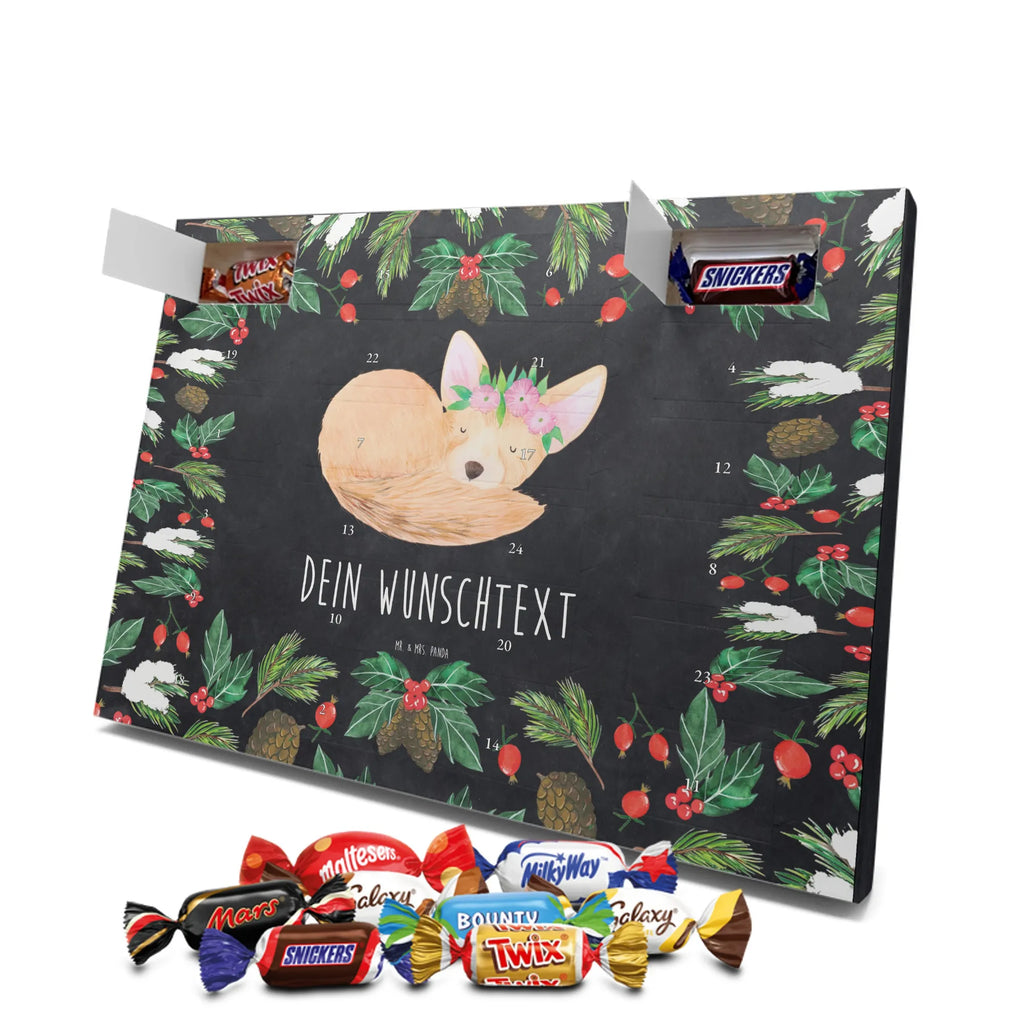 Adventskalender mit Namen Wüstenfuchs Blumen Personalisierter Adventskalender, Adventskalender mit Namen, Wildtiere, Afrika, Blumenkranz, Wüstenfuchs, Glücklich, Blumen, Wüste