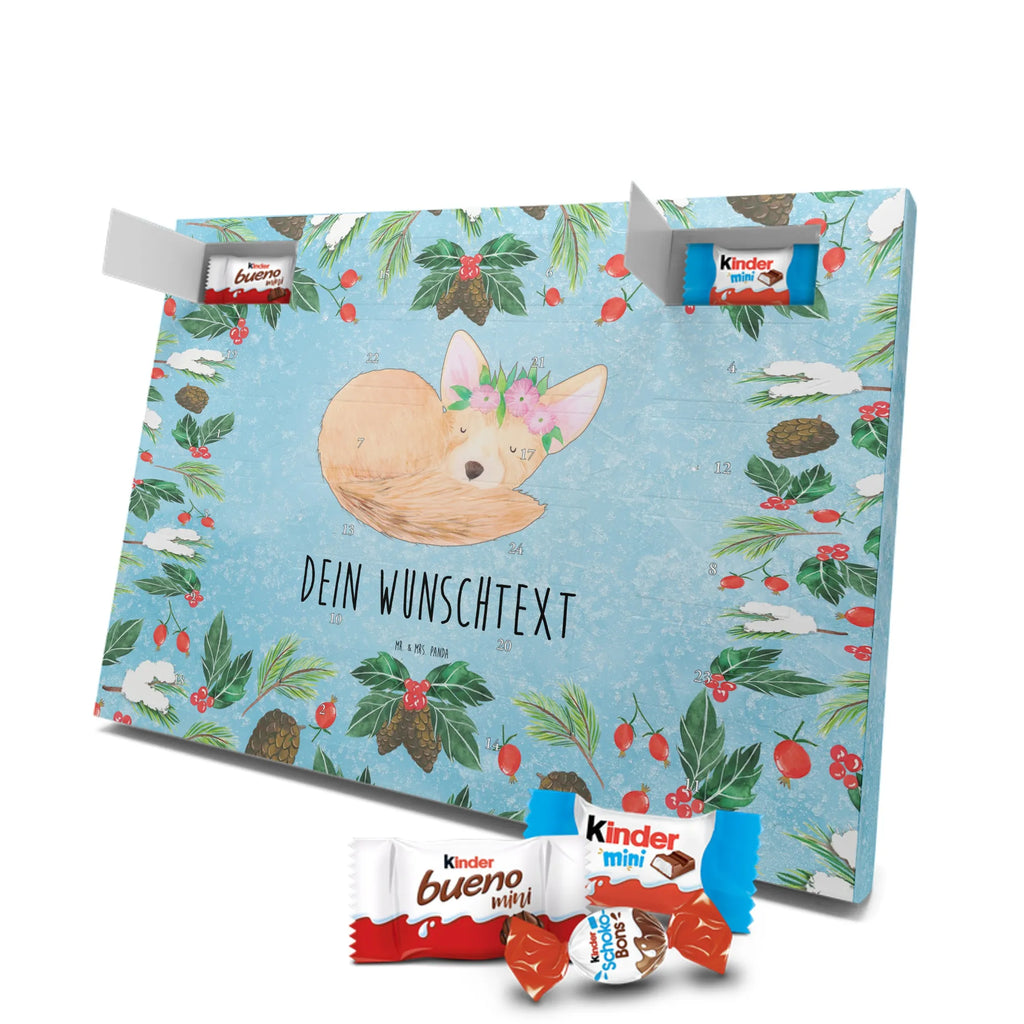 Adventskalender mit Namen Wüstenfuchs Blumen Personalisierter Adventskalender, Adventskalender mit Namen, Wildtiere, Afrika, Blumenkranz, Wüstenfuchs, Glücklich, Blumen, Wüste