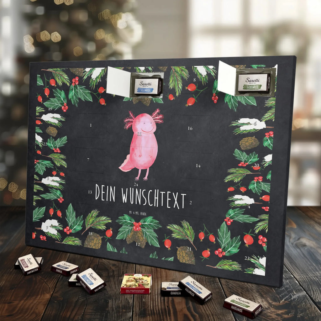 Personalisierter Schoko Adventskalender Axolotl Glücklich Personalisierter Adventskalender, Adventskalender mit Namen, Molch, Axolotl, Schwanzlurch, Motivation, Axolot, Gute Laune, Lurch, Lurche