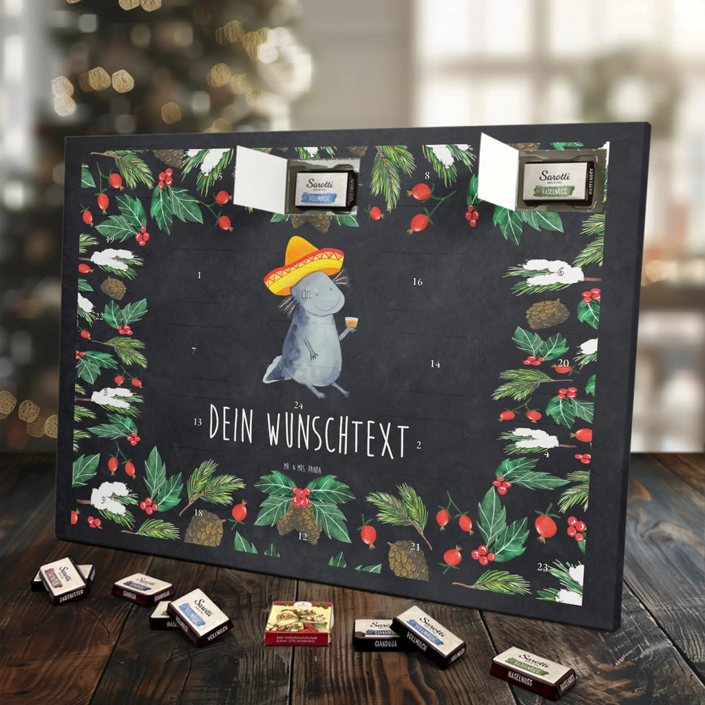 Personalisierter Schoko Adventskalender Axolotl Tequila Personalisierter Adventskalender, Adventskalender mit Namen, Axolotl, Molch, Lurch, Mexico, Spruch, Zitrone, Sombrero, Mexiko, Motivation, Feuerdrache, Feuersalamander, Tequila, Axolot, Schwanzlurch, Lurche