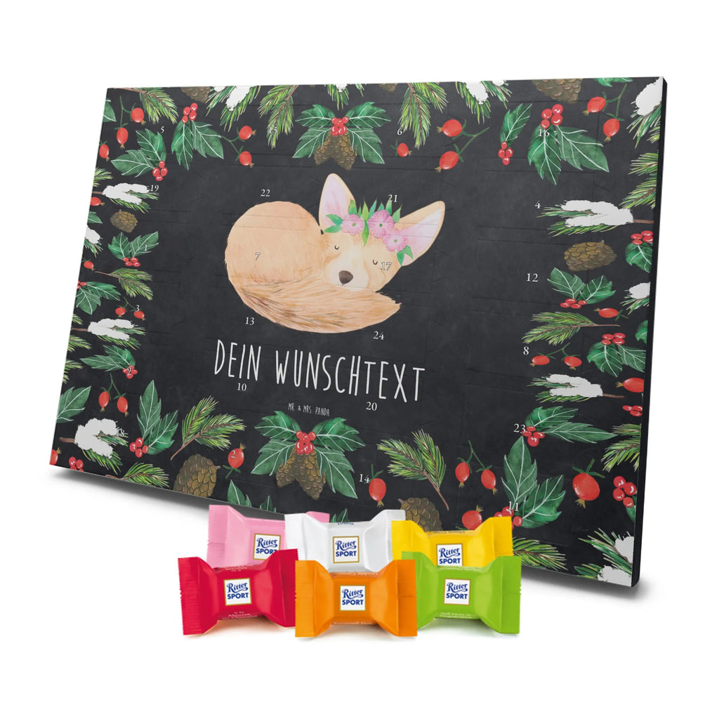 Adventskalender mit Namen Wüstenfuchs Blumen Personalisierter Adventskalender, Adventskalender mit Namen, Wildtiere, Afrika, Blumenkranz, Wüstenfuchs, Glücklich, Blumen, Wüste