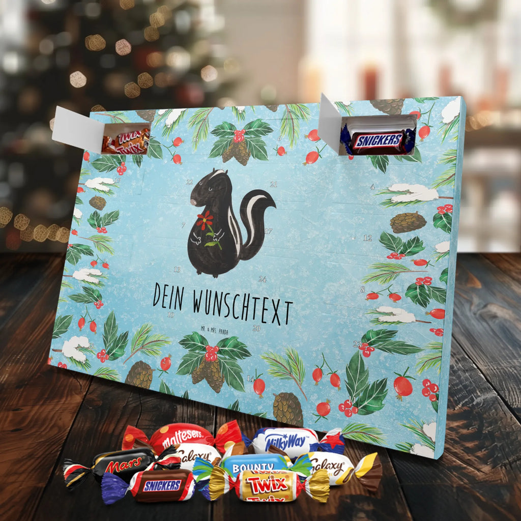 Adventskalender mit Namen Stinktier Blume Personalisierter Adventskalender, Adventskalender mit Namen, Stinktier, Skunk, Dreams, Stinker, Träume, Stinki, Wildtier, Verträumt, Tagträumer, Raubtier