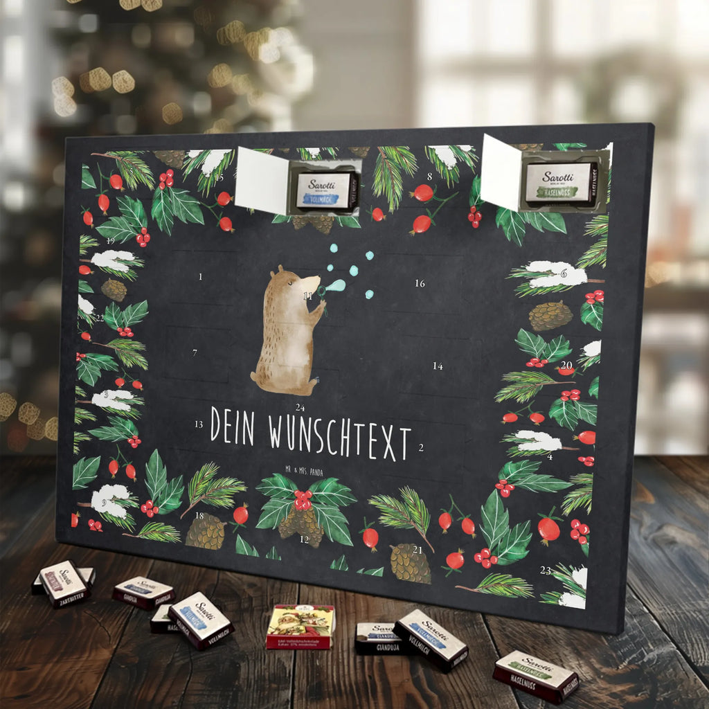 Adventskalender mit Namen Bär Seifenblasen Personalisierter Adventskalender, Adventskalender mit Namen, Teddy, Bär, Teddybär, Seifenblasen Bär Lustig Sein Glücklich Traurig Happy