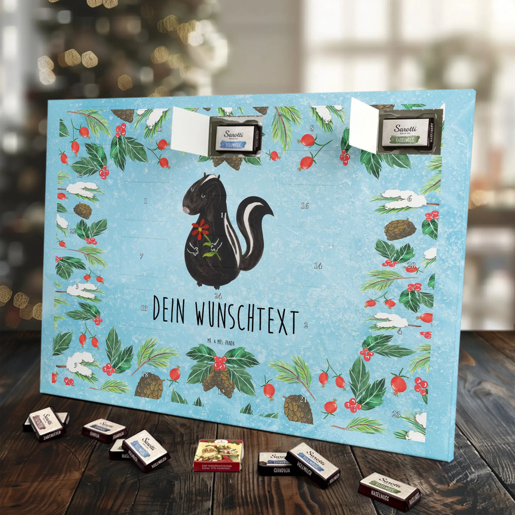 Adventskalender mit Namen Stinktier Blume Personalisierter Adventskalender, Adventskalender mit Namen, Stinktier, Skunk, Dreams, Stinker, Träume, Stinki, Wildtier, Verträumt, Tagträumer, Raubtier