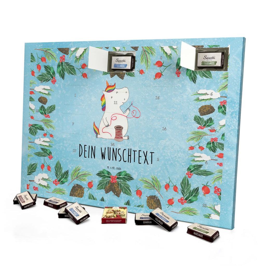 Personalisierter Schoko Adventskalender Einhorn Näherin Personalisierter Adventskalender, Adventskalender mit Namen, Einhörner, Unicorn, Einhorn Deko, Einhorn, Nähen, Nähzimmer, Mädchen, Basteln, Näherin, Häkeln, Stricken, Freundin