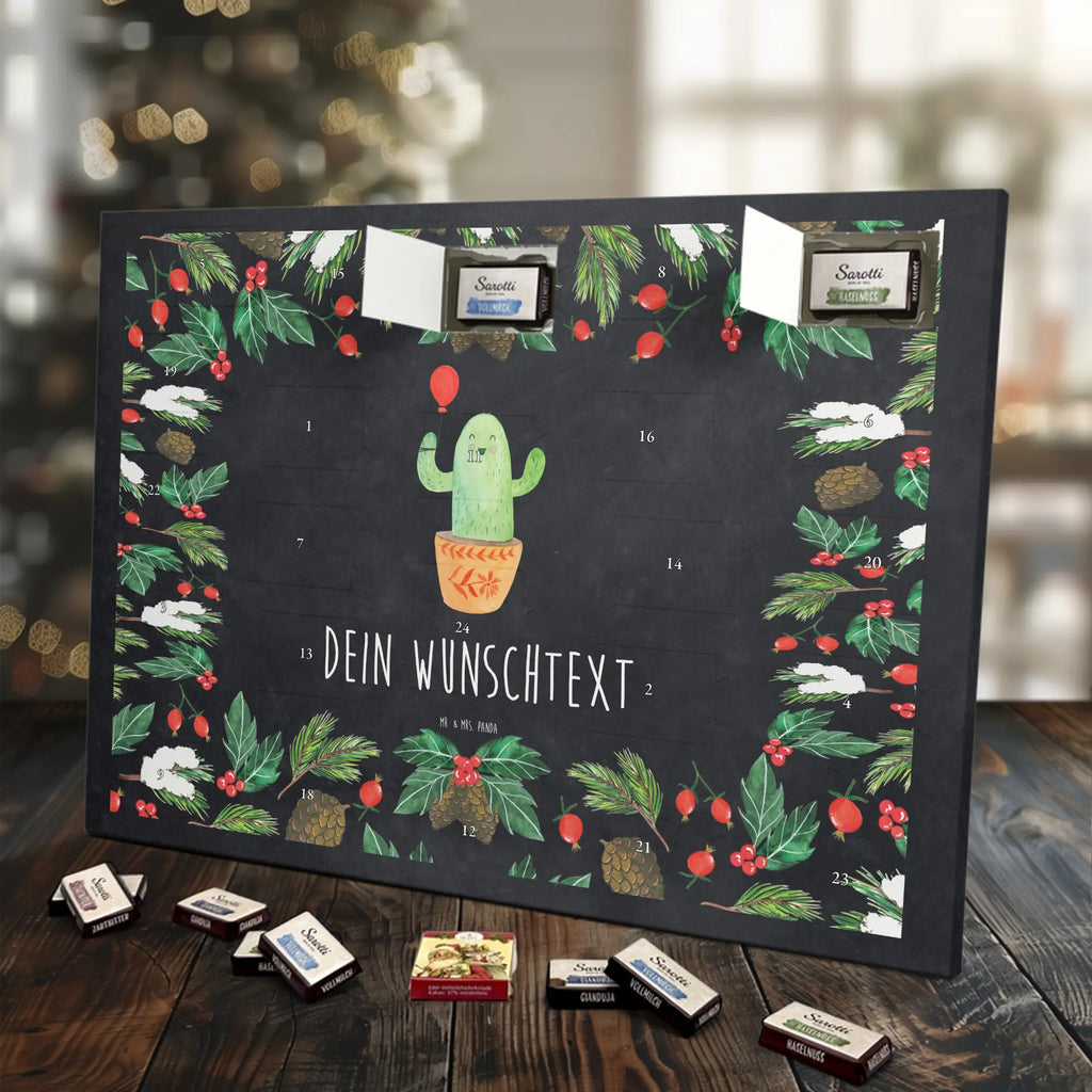 Personalisierter Schoko Adventskalender Kaktus Luftballon Personalisierter Adventskalender, Adventskalender mit Namen, Kakteen, Kaktus, Ausbildung, Freund, Stress, Freude, Prüfung, Freundin, Luftballon, Büroalltag, Büro, Neustart